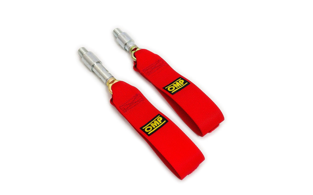 OMP Racing 2 Red Tow Hook Strap Or Door Strap Pull - FIA Approved